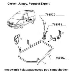 śruba podnoszenia koła zapasowego Citroen, Peugeot 175/17mm (oryginał Peugeot)