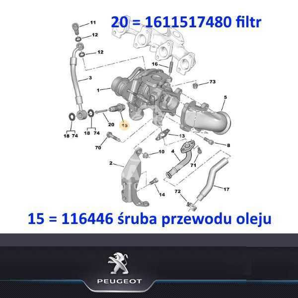 Filtr Do Śruby Pod Przewód Turbiny Citroen/ Peugeot 2,0Hdi (Oryginał Peugeot )