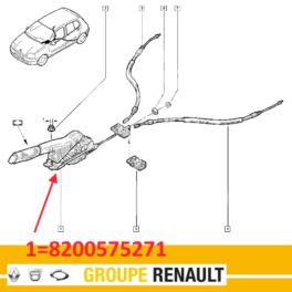 lewarek hamulca ręcznego CLIO II z centralną linką - oryginał z sieci Renault