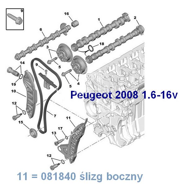 Sworzeń Ślizgu Do Rozrządu Łańcuchowego Citroen/ Peugeot 1,6-16V Vti M14 (Oryginał Psa)