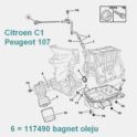 bagnet - miarka poziomu oleju Citroen C1/ Peugeot 107 1,0 384F (oryginał Peugeot)