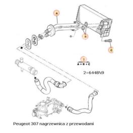 dwururka nagrzewnicy Peugeot 307 z oringami BEHR +AC Opr- - zamiennik Prottego Palladium