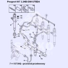 przewód paliwa przelewowy Citroen, Peugeot 2,0HDi/2,2HDi 16v Bosch (oryginał Citroen)