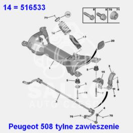 poduszka sprężyny tył Peugeot 407/ 508 opór górny - oryginał Peugeot