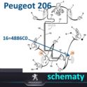 przewód hamulcowy metalowy Peugeot 206 tył prawy 500mm - nowy oryginał Peugeot