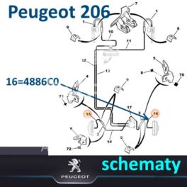przewód hamulcowy metalowy Peugeot 206 tył prawy 500mm - nowy oryginał Peugeot