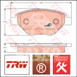 klocki hamulcowe MEGANE II 1,4-16v BOSCH (producent niemiecki TRW)