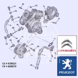 uszczelka przewodu turbosprężarki Citroen, Peugeot 12x18-2,5 (oryginał Peugeot)