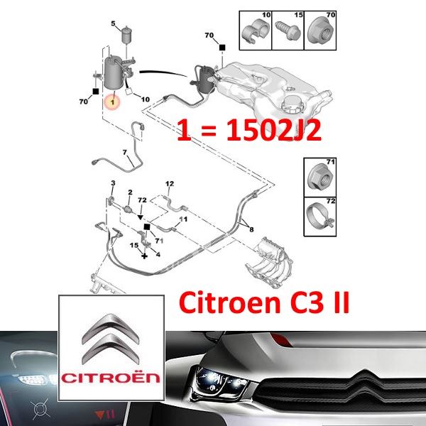 Pochłaniacz Par Paliwa Citroen C2/ C3/ Peugeot 1007 Silniki Benzynowe (Oryginał Citroen)