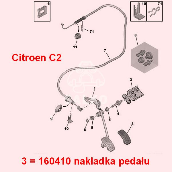 Nakładka Pedału Gazu Citroen C2/ C3/ C4/ C5/ Ds4/ Saxo (Oryginał Citroen)