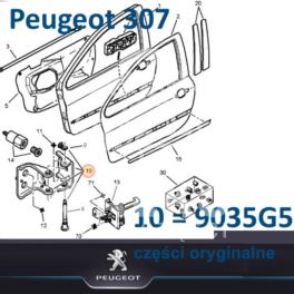 zawias drzwi Peugeot 307 lewy przód górny (oryginał Peugeot)