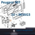zawias drzwi Peugeot 307 prawy przód dolny (oryginał Peugeot)