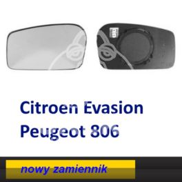 wkład lusterka Citroen EVASION/ Peugeot 806 lewe szkło płaskie ogrzewane - nowe w zamienniku View Max