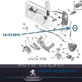 linka mechanizmu zamka Citroen Nemo/ Peugeot Bipper przód lewa górna (oryginał Peugeot)