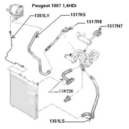 przewód wodny chłodnicy P207 chłodnica/ zbiornik wyrównawczy (oryginał Peugeot)