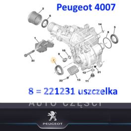 uszczelniacz dyfra tył Peugeot 4007 prawy pod obudowę (oryginał Peugeot)