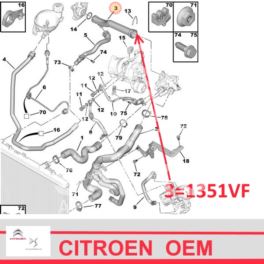 przewód sztywny chłodzenia Citroen C4/ C5/ DS... 1,6THP - oryginał Citroen