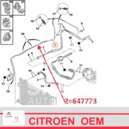 przewód klimatyzacji Citroen C5 III/ C6 3,0-V6/ Peugeot 407 dolny od skraplacza - nowy oryginał Peugeot