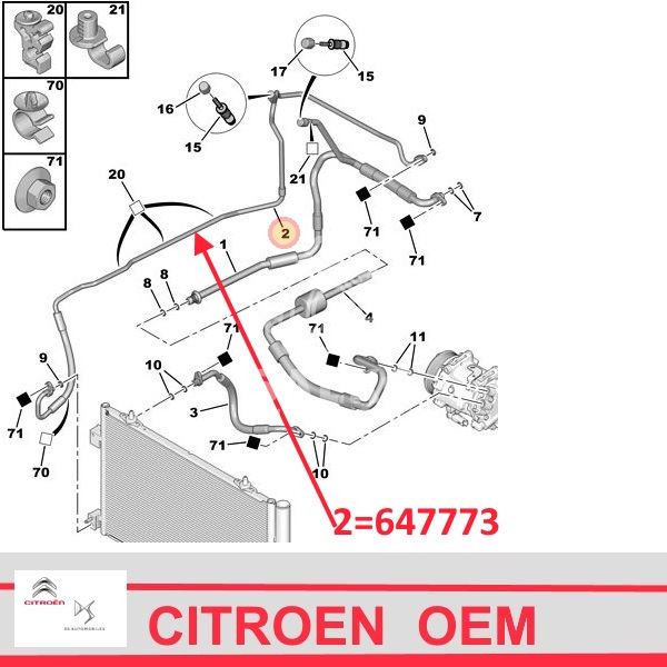 Przewód Klimatyzacji Citroen C5 Iii/ C6 3,0-V6/ Peugeot 407 Dolny Od Skraplacza - Nowy Oryginał