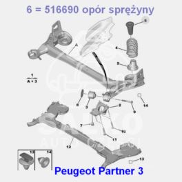 poduszka sprężyny tył Citroen Berlingo III/ DS5../Peugeot Partner Tepee... górny odbój - oryginał PEUGEOT