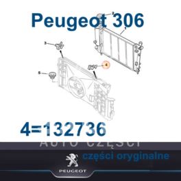 wspornik chłodnicy Citroen / Peugeot górny lewy - metalowa sprężyna (oryginał Peugeot)