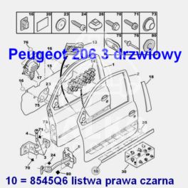 listwa drzwi Peugeot 206 3 drzwiowy prawa - oryginał Peugeot