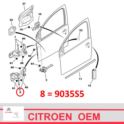 zawias drzwi Citroen C1/ Peugeot 107 lewy - dolny (oryginał Citroen)