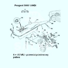 przewód paliwa przelewowy Citroen, Peugeot 1,6HDi 109KM OPR- (oryginał Peugeot)