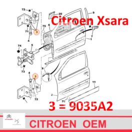 zawias drzwi Citroen XSARA lewy przód dolny/ prawy przód górny (oryginał Citroen)