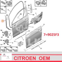 uszczelka drzwi Citroen C5 III (X7) prawy przód - boczna na drzwi - nowy oryginał Citroen