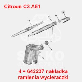 nakładka ramienia wycieraczki Citroen C2 tył (oryginał Citroen)