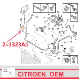 przewód wodny chłodnicy Citroen/ Peugeot 1,6-16 górny od chłodnicy do zbiornika wyrównawczego - nowy oryginał Citroen