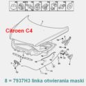 linka otwierania maski Citroen C4/ Peugeot 307 (oryginał Peugeot)