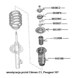 poduszka amortyzatora Citroen C1/107 przód L/P (miseczka górna) (oryginał Peugeot)