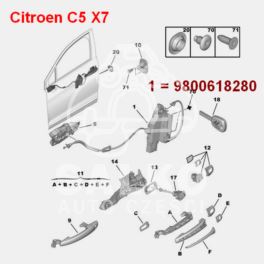 mechanizm zamykania Citroen C5 III lewy przód (oryginał Citroen)