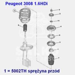 sprężyna zawieszenia Peugeot 3008/ 5008 1,6HDi/ 1,6 THP przód - nowy oryginał Peugeot