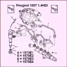 przewód paliwa Citroen, Peugeot 1,4HDi "1" do pompy SIEMENS (oryginał Peugeot)