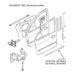 listwa drzwi Peugeot 307 prawy przód czarna (oryginał Peugeot)