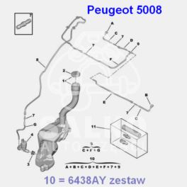 spryskiwacz szyby Peugeot 5008 przód - komplet (oryginał Peugeot)