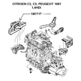 poduszka silnika C2/C3/1007 1,4HDi prawa - zamiennik hiszpański Metalcaucho