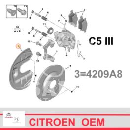osłona tarczy hamulcowej tył Citroen C5 III -13082/ C6 lewa/ prawa - tarczowe (oryginał Citroen)