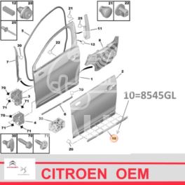 listwa drzwi Citroen C5 III od 2008 lewy przód - chrom (oryginał Citroen)