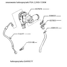 przewód turbiny Citroen, Peugeot 2,2HDi powrót - przewód (oryginał Peugeot)