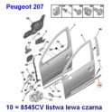 listwa drzwi Peugeot 207 lewy przód - czarna (oryginał Peugeot)
