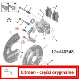 śruba zacisku hamulcowego Citroen C4 II/ C5 III/ ... tylnego do wahacza (oryginał Citroen)