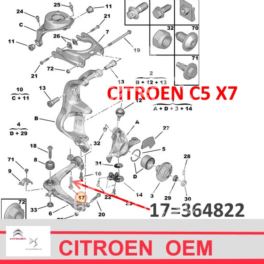 śruba wahacza Citroen C5 III przedniego tylnej tulejki M14 - nowy oryginał Citroen