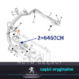 przewód klimatyzacji Peugeot 307 2,0HDi kompresor / skraplacz (oryginał Peugeot)