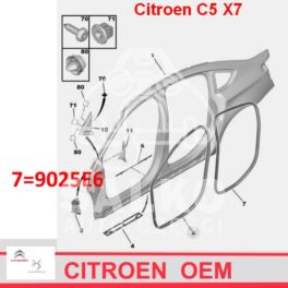 uszczelka drzwi Citroen C5 III (X7) lewy/prawy tył (oryginał Citroen)