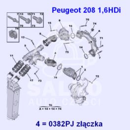 przewód powietrza Citroen/ Peugeot 1,6HDi turbo (złączka) (oryginał Peugeot)