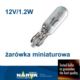 żarówka kontrolna/wsuwana 1,2W 12V miniaturowa - niemiecka NARVA